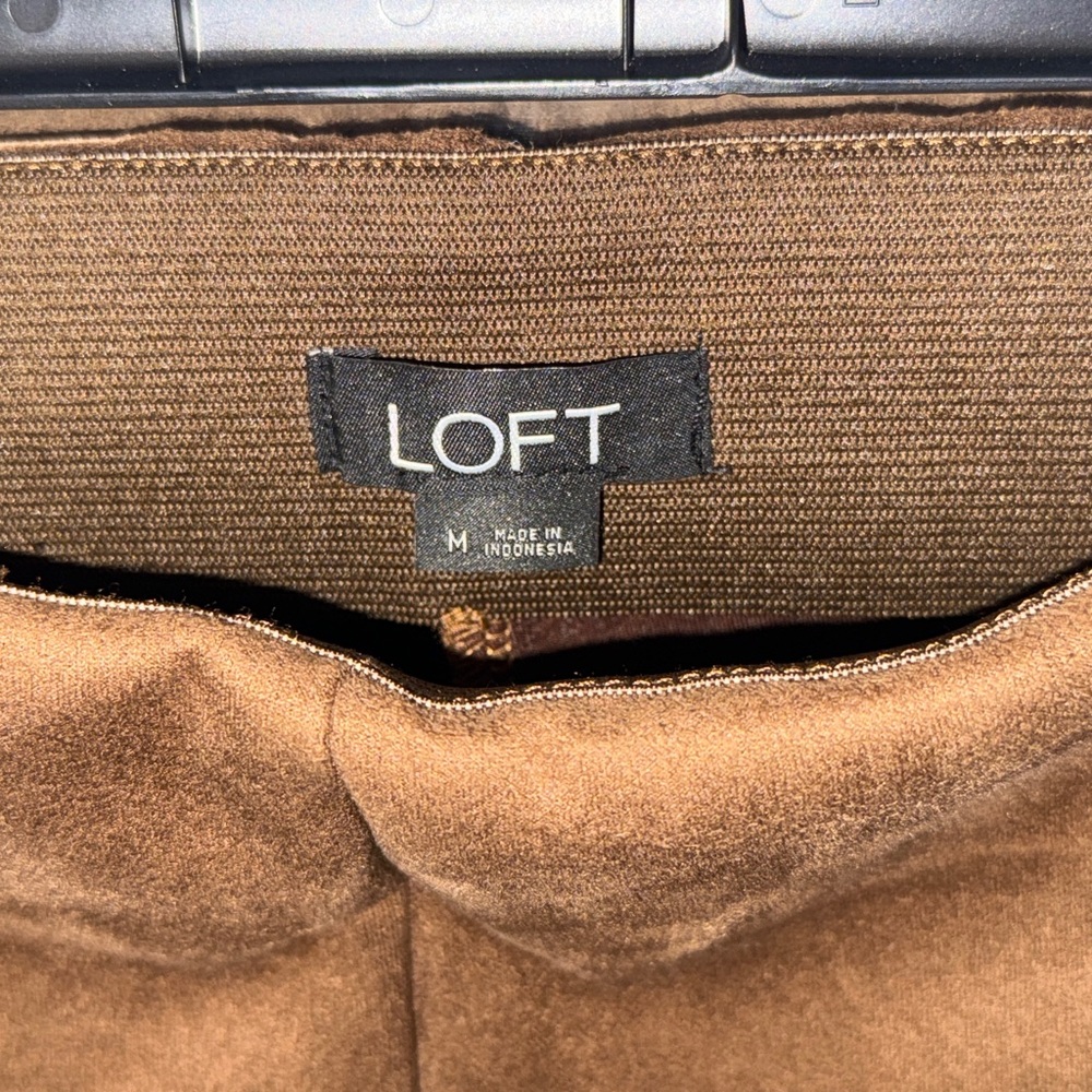 Loft Pants Brown Faux Suede Career Casual Straight Leg Womens Size Medium - Picture 5 of 6